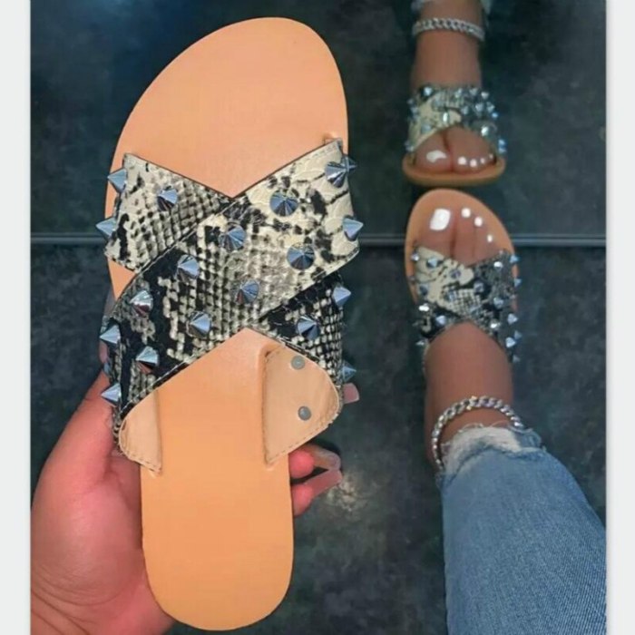 Female Slides Print Flat Non-slip Casual Women Slippers Fashion Outdoor