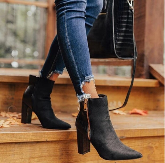 Matin Boot Shoes Woman Ankle Boots Mid Heels