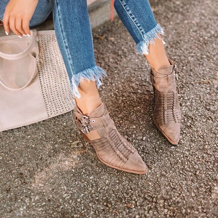 Women Walking Shoes Pointed Toe PU Fashion Sexy PU Leather Boots