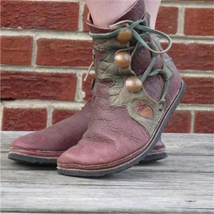 Women Ankle Boots Vintage Flats Shoes