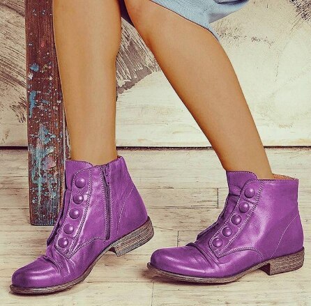 Women Ankle Low Heels Matin Boot Shoes