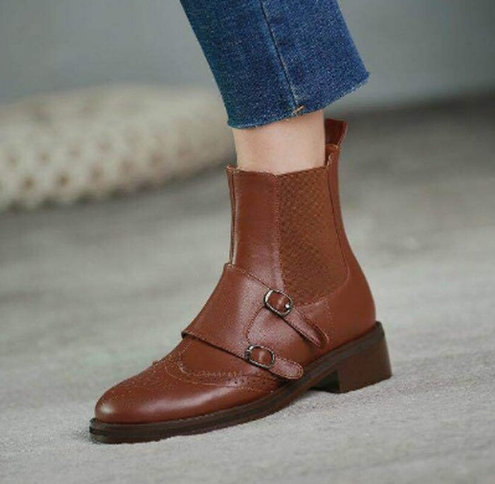 Ankle Boots Flat Matin Shoes Woman Booties