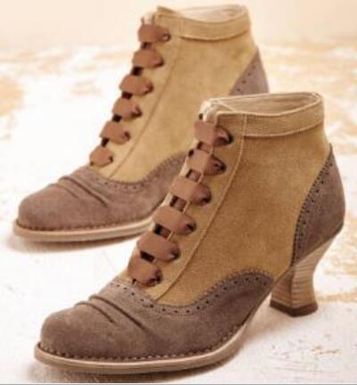 Women Ankle Boots Ladies Mid Heels Pumps Vintage Shoes