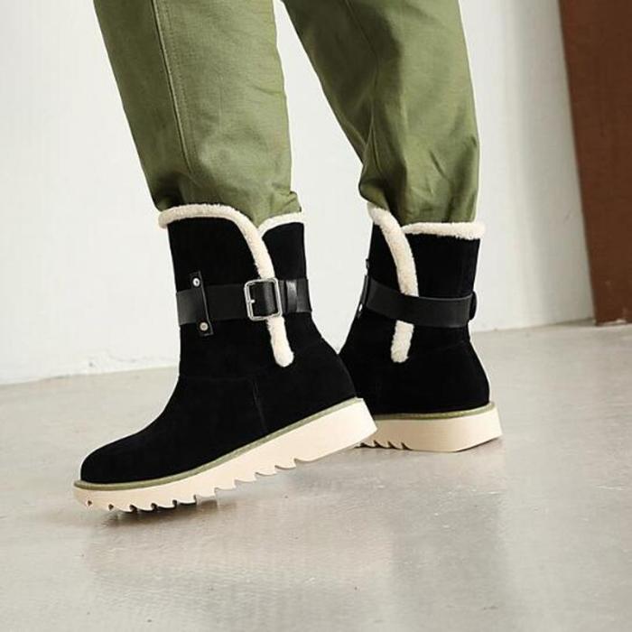 Women Mid-Calf Boots Heels Wedges Flatform Shoes Snow Warm