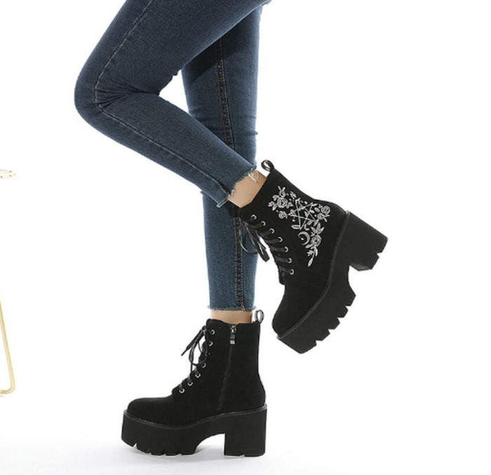 Matin Shoes Woman Plus Size Autumn Warm Lace Up Shoe Mid-Calf Boots