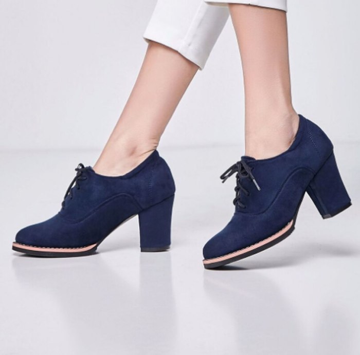 Women Ankle Boots High Heels Pumps Girls Lace Up Shoes Woman