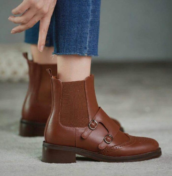 Ankle Boots Flat Matin Shoes Woman Booties