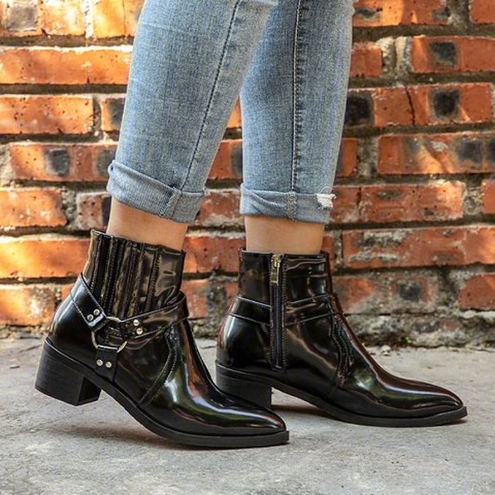 Women Ankle Boots PU Leather Shoes