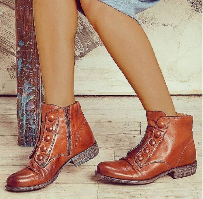 Women Ankle Low Heels Matin Boot Shoes