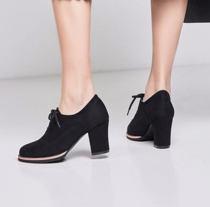 Women Ankle Boots High Heels Pumps Girls Lace Up Shoes Woman