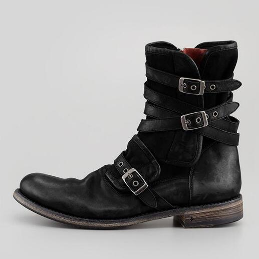 Men Plus Size Ankle Boots Matin Shoe Vintage PU Leather