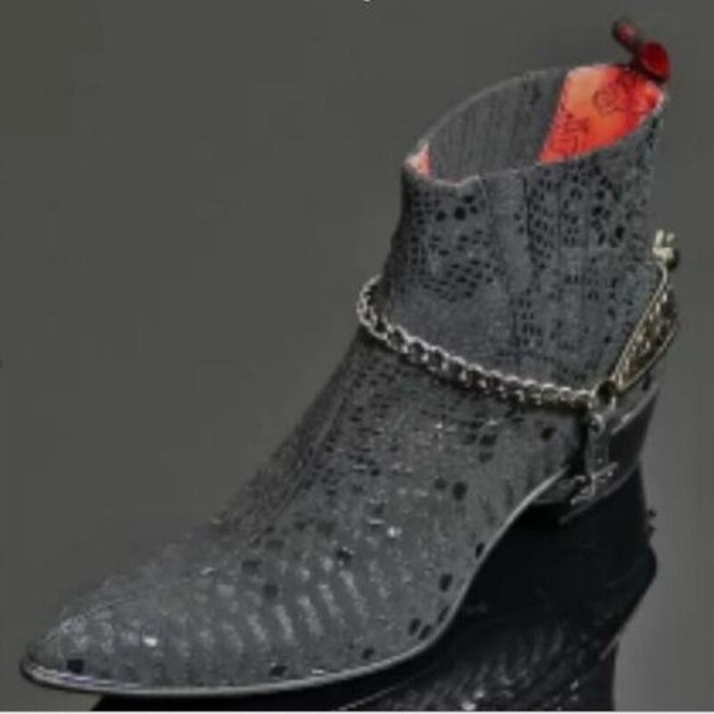 Men Ankle Boots Shoes Male Man Vintage PU Leather Slip on Shoe
