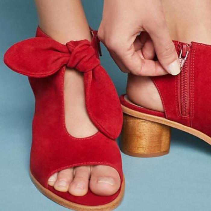 Women Summer Sandals Peep Toe Chunky High Heels Pumps Wedding Shoes