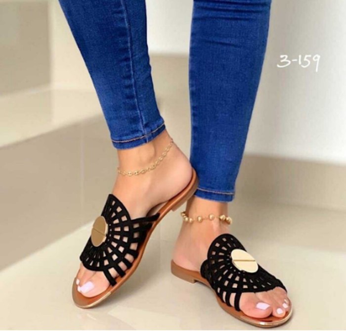 Sexy Women Flat Party Ladies Pu Leather Slipper Sexy Sandals Shoes Female