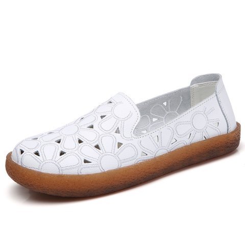 Women Casual Slip On PU Leather Flat Shoes