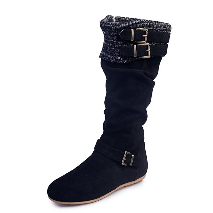 Women Mid-Calf Boots Flats Shoes Woman Vintage Gladiator Warm Shoe