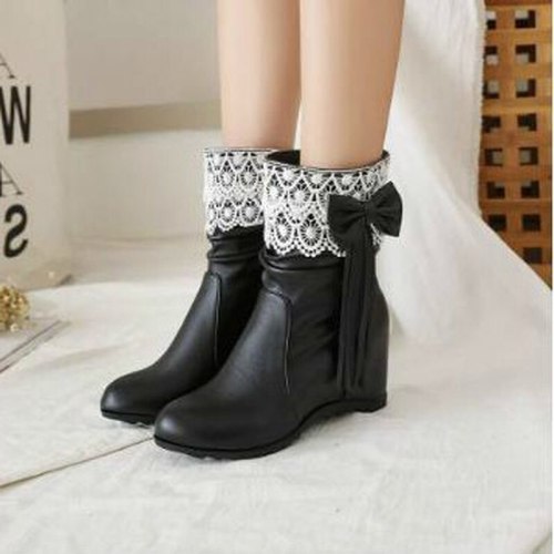 Women Ankle Boots Gladiator Flats Shoe Plus Size Wam Shoes Booties PU Leather