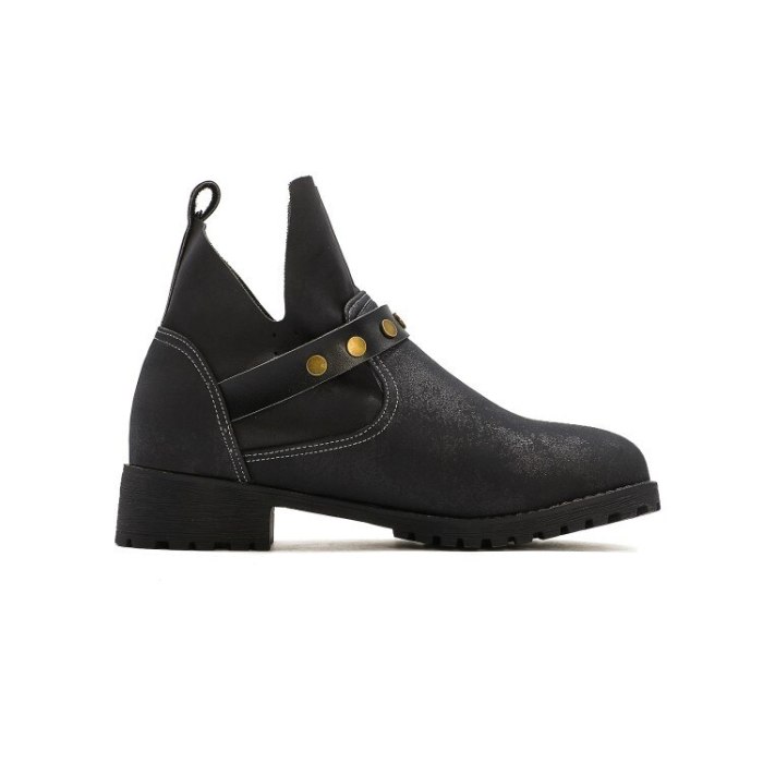 Women Ankle Boots Low Heel Shoes Woman Vintage PU Leather Warm