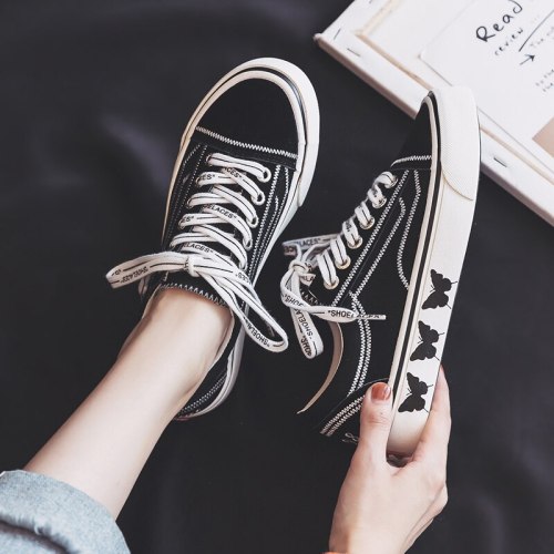Butterfly Lace Up Women Canvas Shoes Casual Sneakers