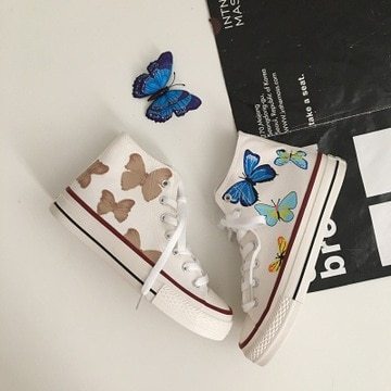 Canvas Shoes Girls Butterfly Sneakers Fashion Stylish Women High Top Casual Shoes