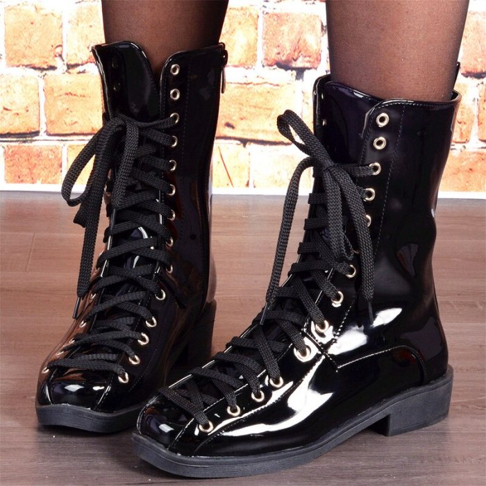 Fashion Women Ankle Boots Flats Shoes Woman Booties Leather Lace Up Shoe