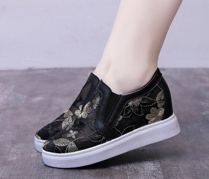 Wedge Sneakers Woman Flat with Casual Shoes Slip On Walking Shoes For Womens