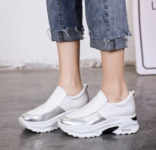 Women Sneakers Wedges Platform Shoes Woman Leather Casual Shoes