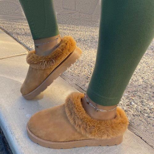 Warm Snow Boots Winter Shoes Casual Solid Round Toe Flat Loafers Women