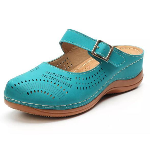 Women Flat Shoes For Women PU Leather Sandals Slip On Flip Flops Slipper Retro Shoes