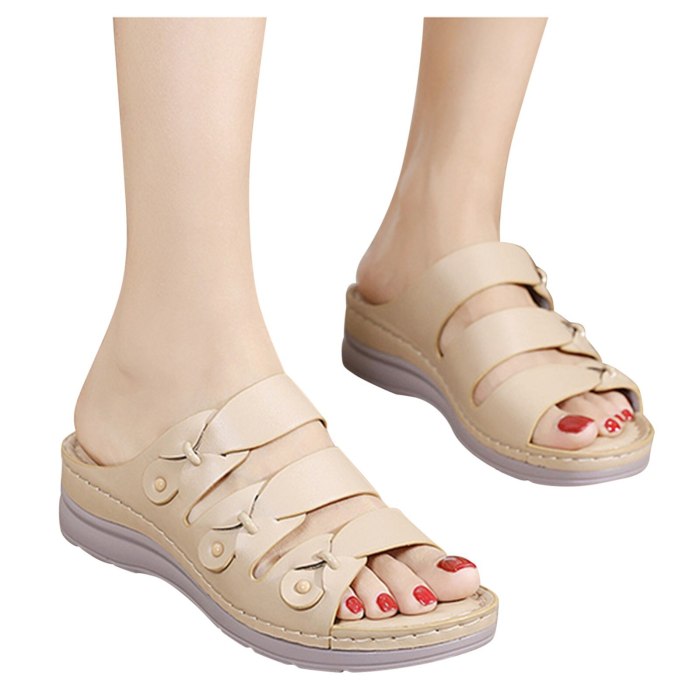 Women's Slippers Vintage Wedges Retro Slipper Ladies Slides Flip Flops Shoes