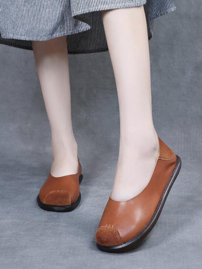 Woman Leather Casual Comfortable Flat Shoes