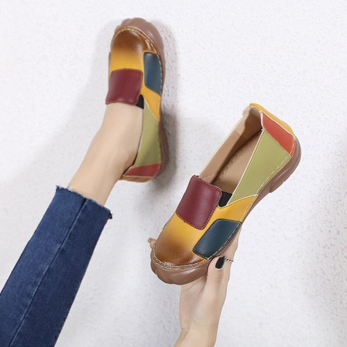 Women Leather Loafers Ladies Flats Shoes Female Casual