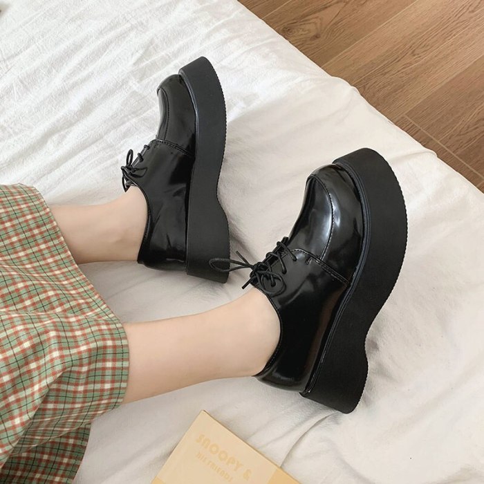 Platform Oxford Shoes Chunky Heel High Heel Women Lace up Mary Janes Shoes