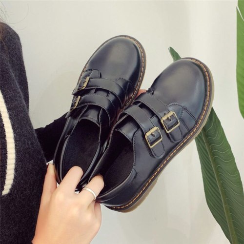 Leather Shoes Women Mary Jane Shoes High Heels Retro Platform Shoes Women