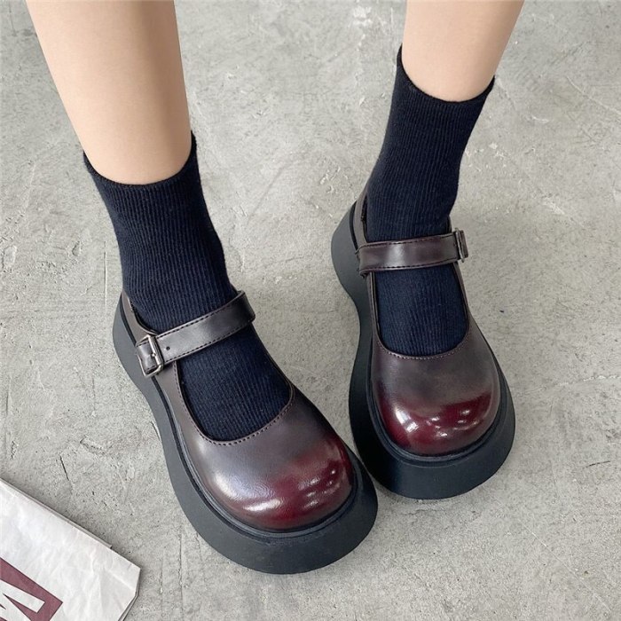 Women Shoes Uniform Ankle-Strap Mary Jane Shoes Platform Vintage