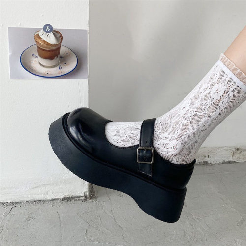 Women Shoes Uniform Ankle-Strap Mary Jane Shoes Platform Vintage