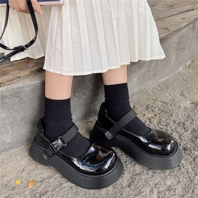 Lolita Shoes Platform Heel Bandage Women Cosplay Mary Jane Shoes