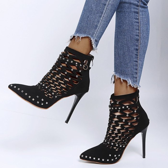 Sandals Pointed Toe Ankle Boots Stiletto Heel Women Shoes