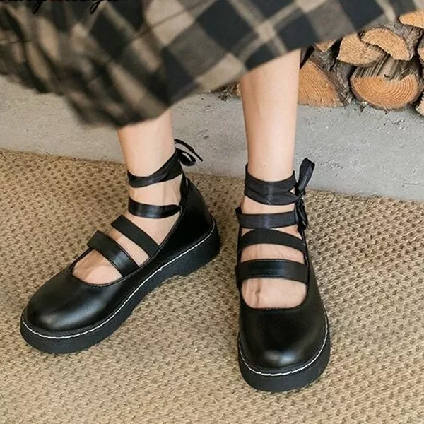Vintage Shoes College Girl Uniform PU Leather Mary Jane Shoes