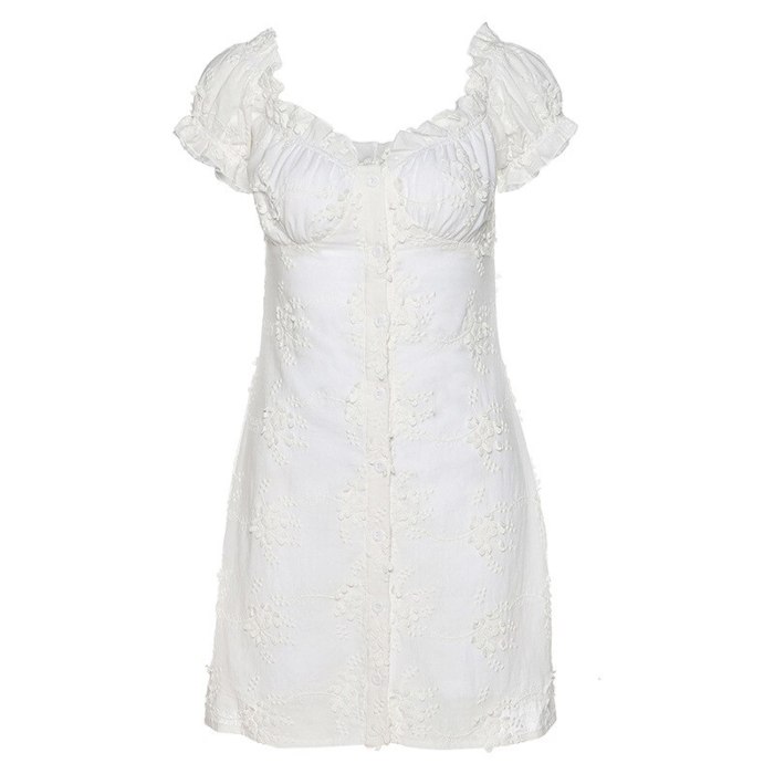 Paris Girl White Dress Short-Sleeved V-Neck Slim Dress Party Wear Pencil Dresses