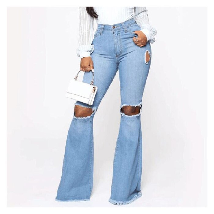 High Waist Women's Boyfriends Fashion Hole Denim Pants Casual Vintage Loose Jeans Trousers