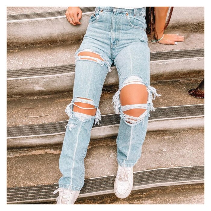High Waist Ripped Women Jeans Denim Pants Sexy Casual Ladies Female Trousers
