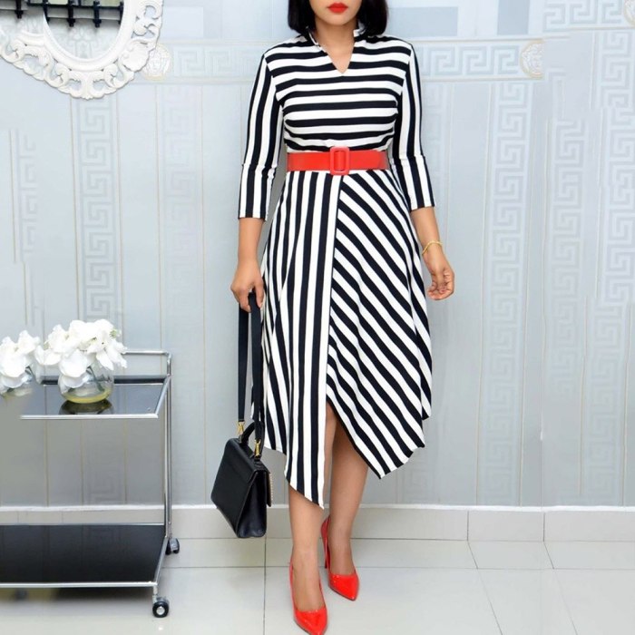 Office Lady Plus Size Dress Fashion Elegant Best Sellers Split V-neck Belt