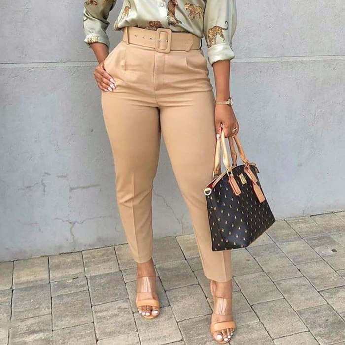 Woman Pants With Belt Ladies Plus Size Fashion Trousers High Waisted Pants