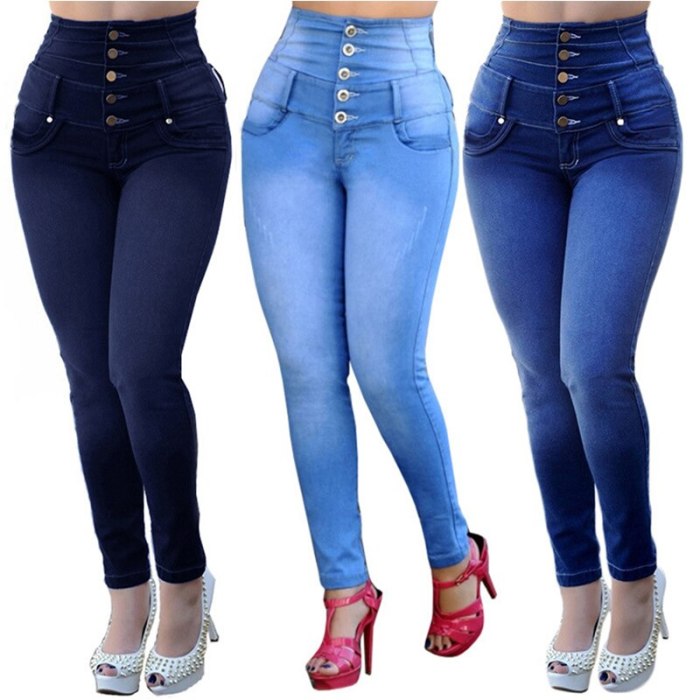 High Waist Buttons Women Jeans Women Pant streetwear Skinny Sexy Trousers