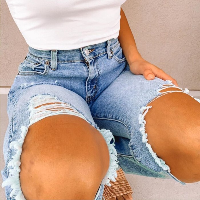 Women's Vintage Jeans Ripped Female Casual Loose Denim Summer Pants Trousers