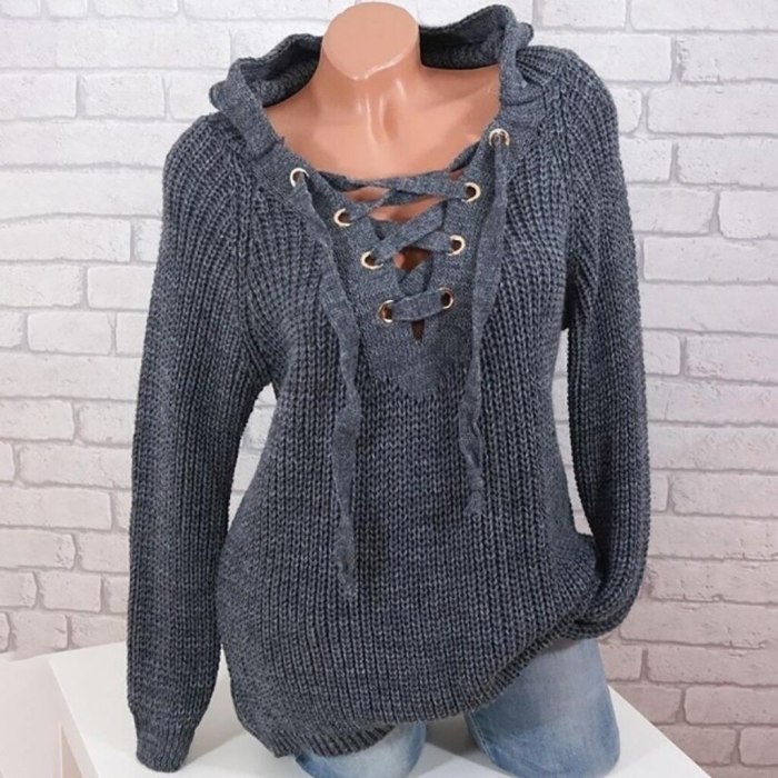 Women's Knitted Sweaters Hooded Sweaters Plus Size Casual Female Knitwear Sweaters