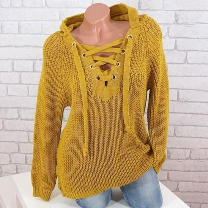 Women's Knitted Sweaters Hooded Sweaters Plus Size Casual Female Knitwear Sweaters