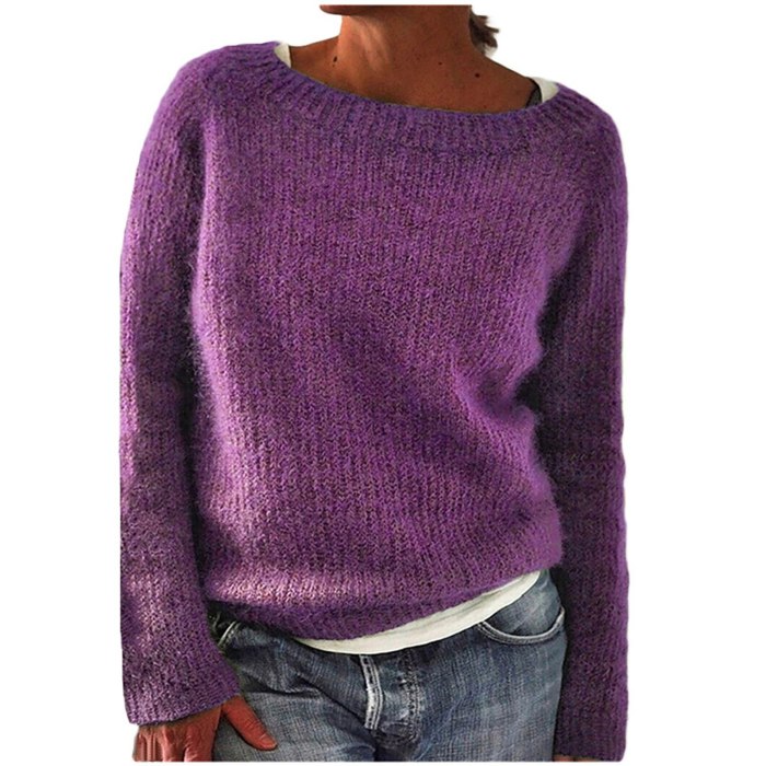 Women Casual Knit Sweater Long Sleeve Casual Loose Top Female Girl
