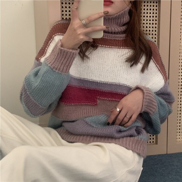 Women Sweater Style Oversize Vintage Lady Tops